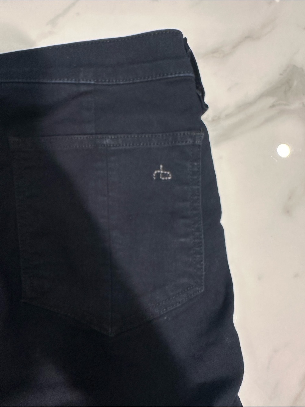 RAG & BONE Dark Midnight Blue Skinny Slim Jeans Womens Size 29 Leather Detail - Picture 9 of 11